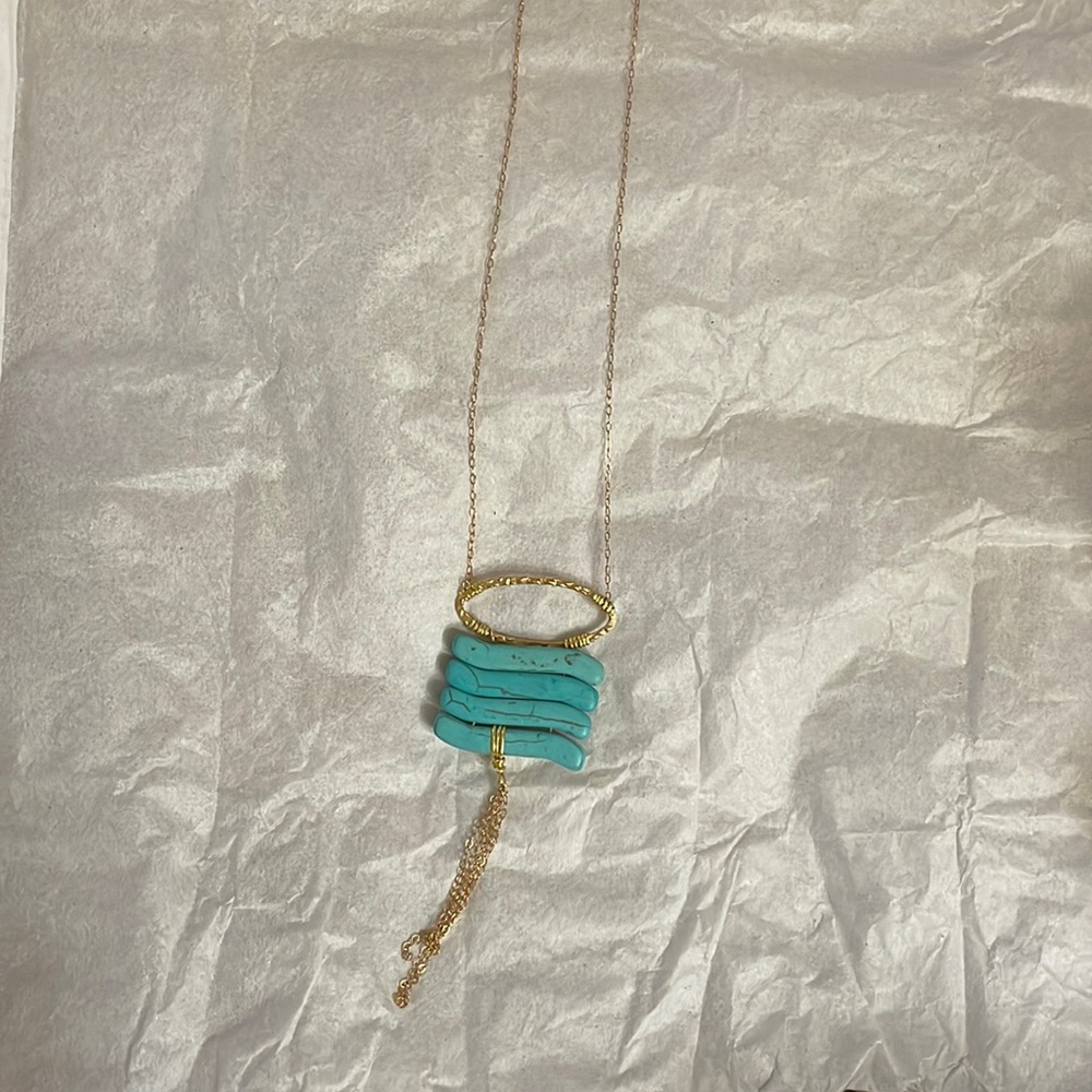 Necklace- long turquoise necklace